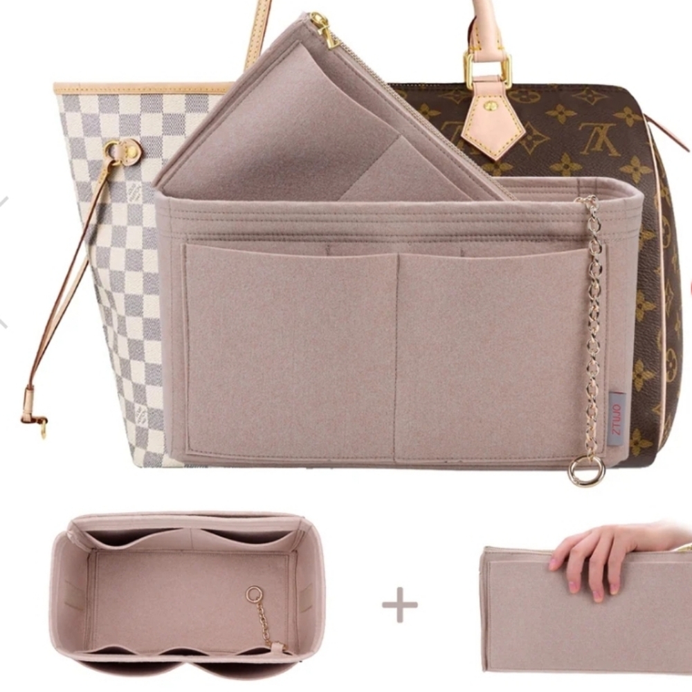 Vjoy High End Luxury Bag Organizer 10 Pocket 2 Compartment Sz.Medium NWT Beige